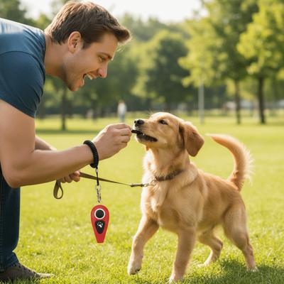 2-in-1 Haustiertraining Clicker Tragbar Verstellbarer Handgelenkriemen Hundetrainingspfeife Professionelles Hundezurückrufgerät