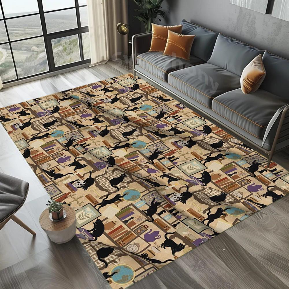 

Witch Hat Black Cat Printed Floor Mat Dark style printed carpet soft floor mat Living room entrance carpet 40x60cm