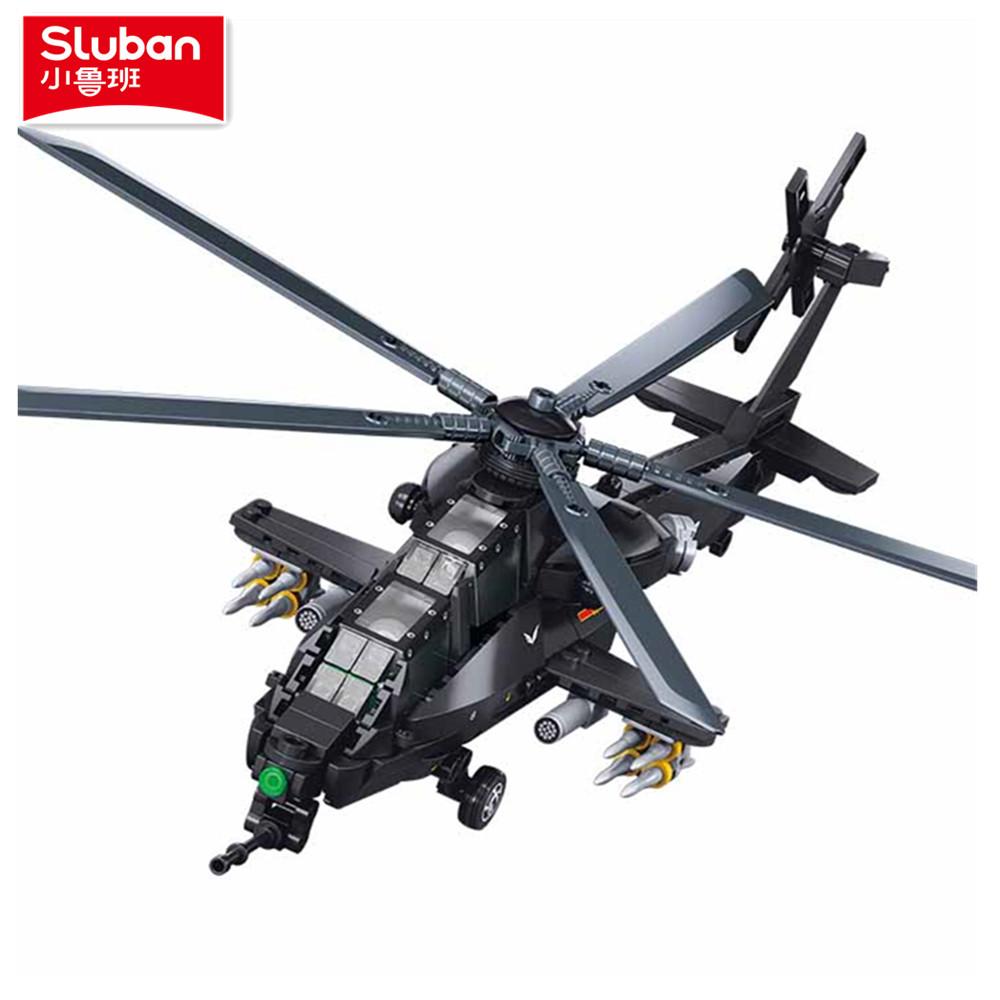 Latest 419Pcs Military Wz-10S Helicopter Gunship Bottom Air Overlord Blocks Construction Blocks Educational Toys For Kids