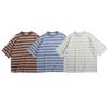 2026 Men Casual Cotton Striped T-Shirt Unisex Loose Short Sleeve Tops Tees Summer Men Breathable Couple Tops Round Neck Tee
