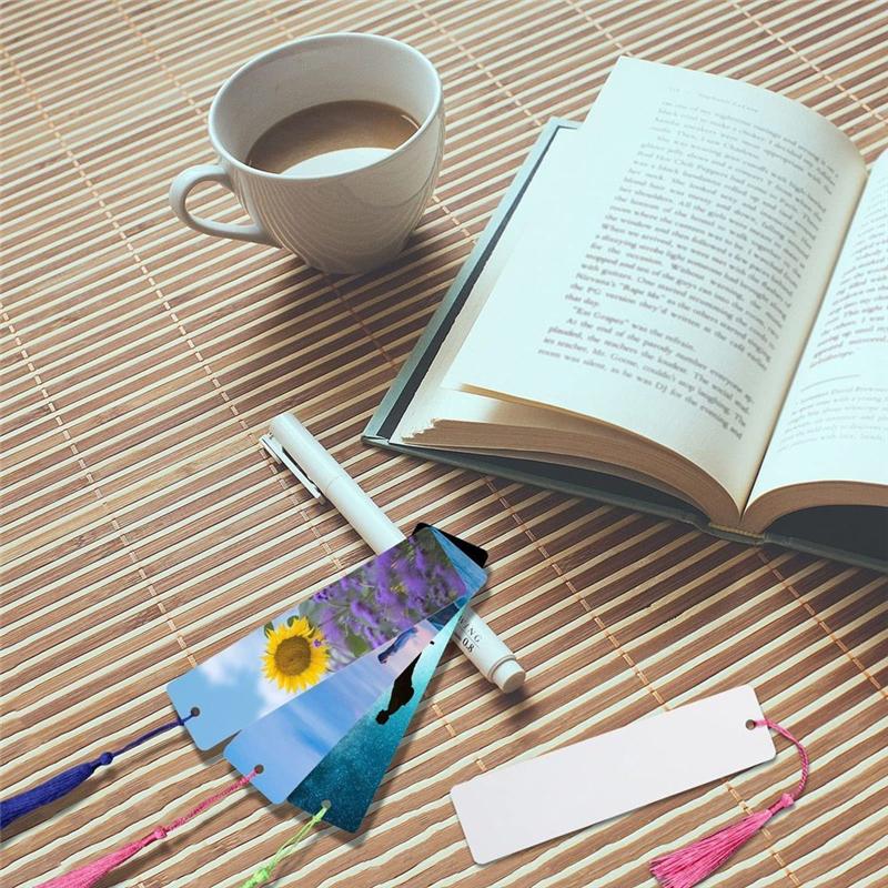 2025 Trend 50Pcs Sublimation Bookmark Blank Heat Transfer Aluminum Metal Bookmarks Bulk DIY Bookmarks With Hole And Colorful Tas