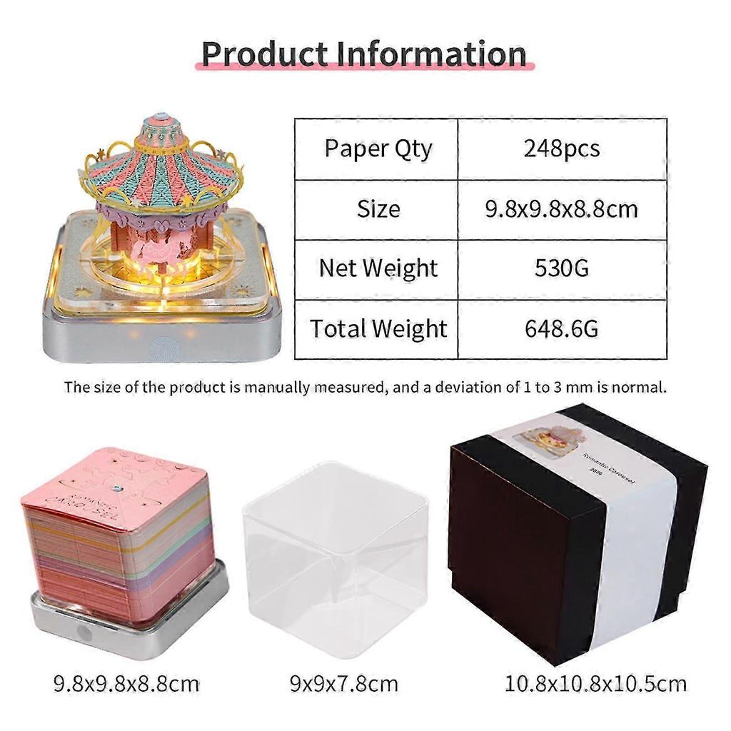 Mini- Abreißkalender 3D-Kalender Karussells Papierschnitzerei Kunst Notizblock Notizbuch Tolle Geschenke weniger