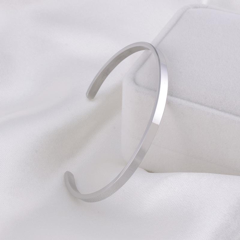 

Унисекс Браслет из титановой стали 4 мм с гравировкой, открытый, C-образной формы - Не выцветает