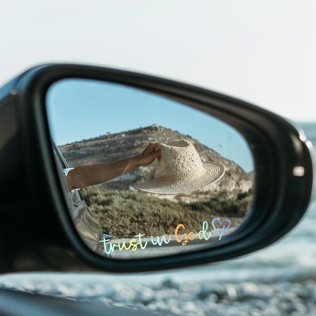 8 X Trust In God Rearview Mirror Sticker, 4 Colors Stickers For Cars Trust In God Mirror Decal Cute Car Stickers Auto Sticker and Decals Fits Most