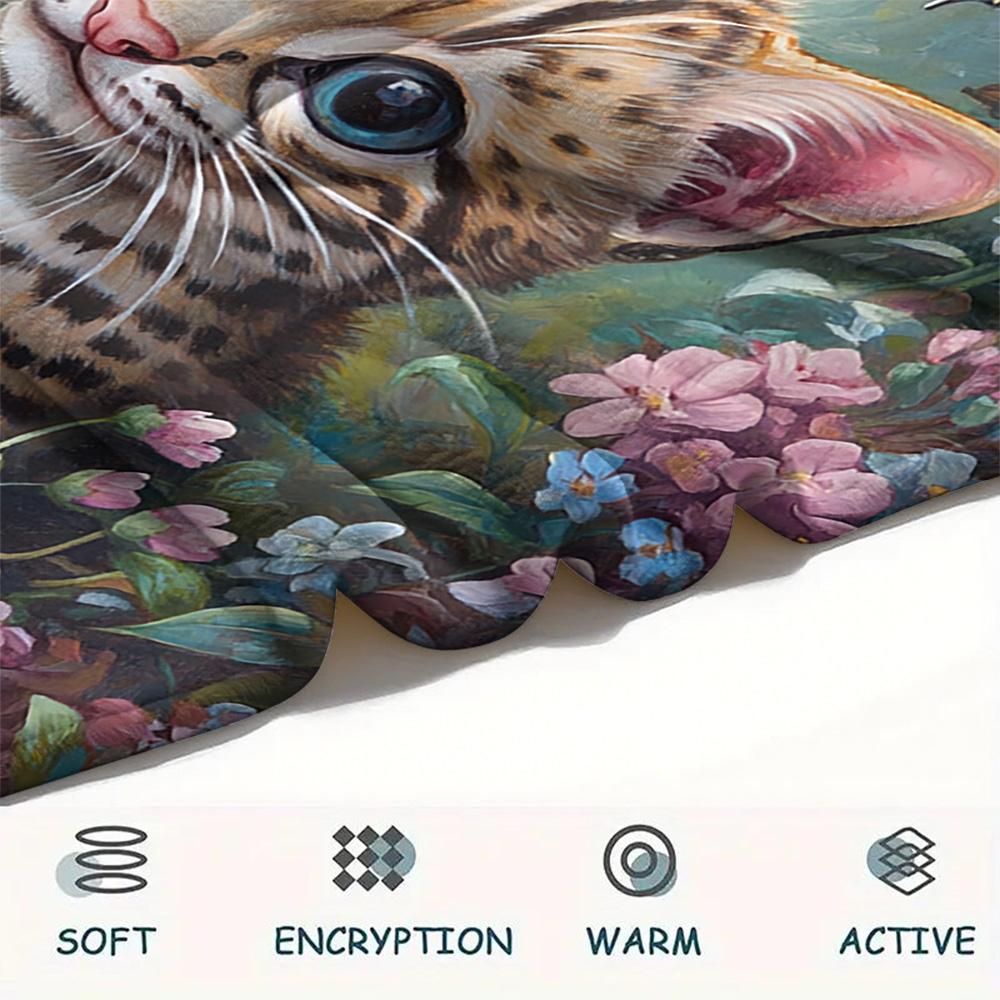 Coperta in Flanella con Stampa di Gatti Bianchi, Alta Qualità, Confortevole per Tutte le Stagioni, Decorazione per la Casa, Calore e Comfort, Perfetta per Regali di Natale