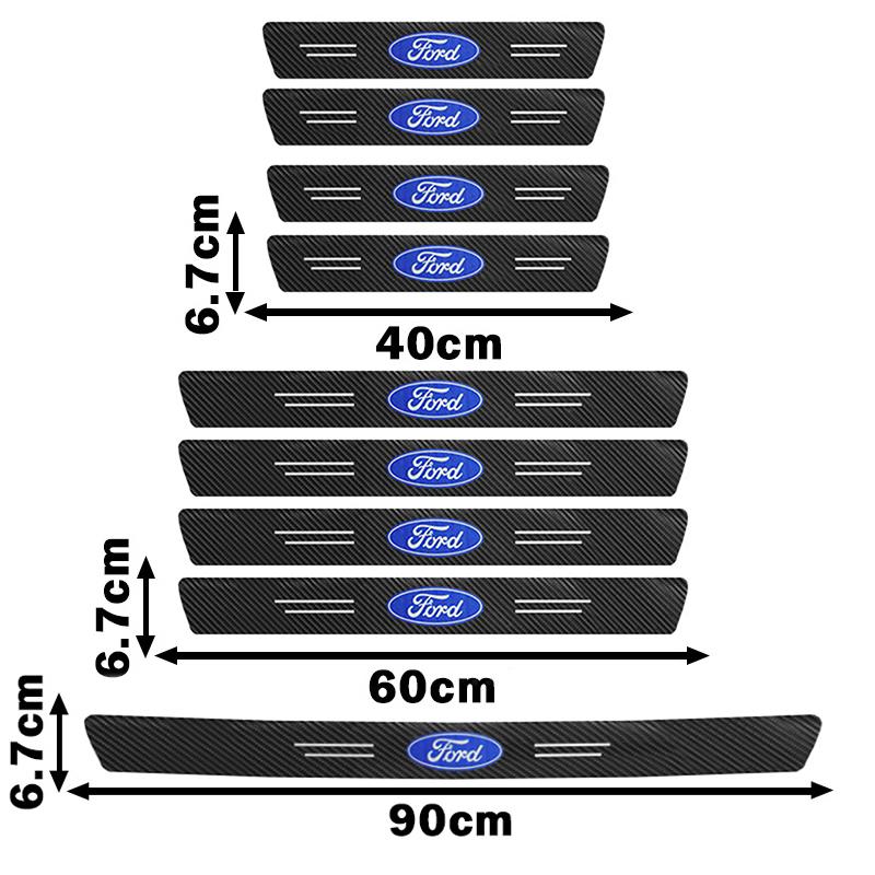 Emblem Carbon Fiber Decal Car Door Sill Protection 3D Sticker Accessory For Ford F150 Focus Ranger Fiesta Transit Mustang Mondeo