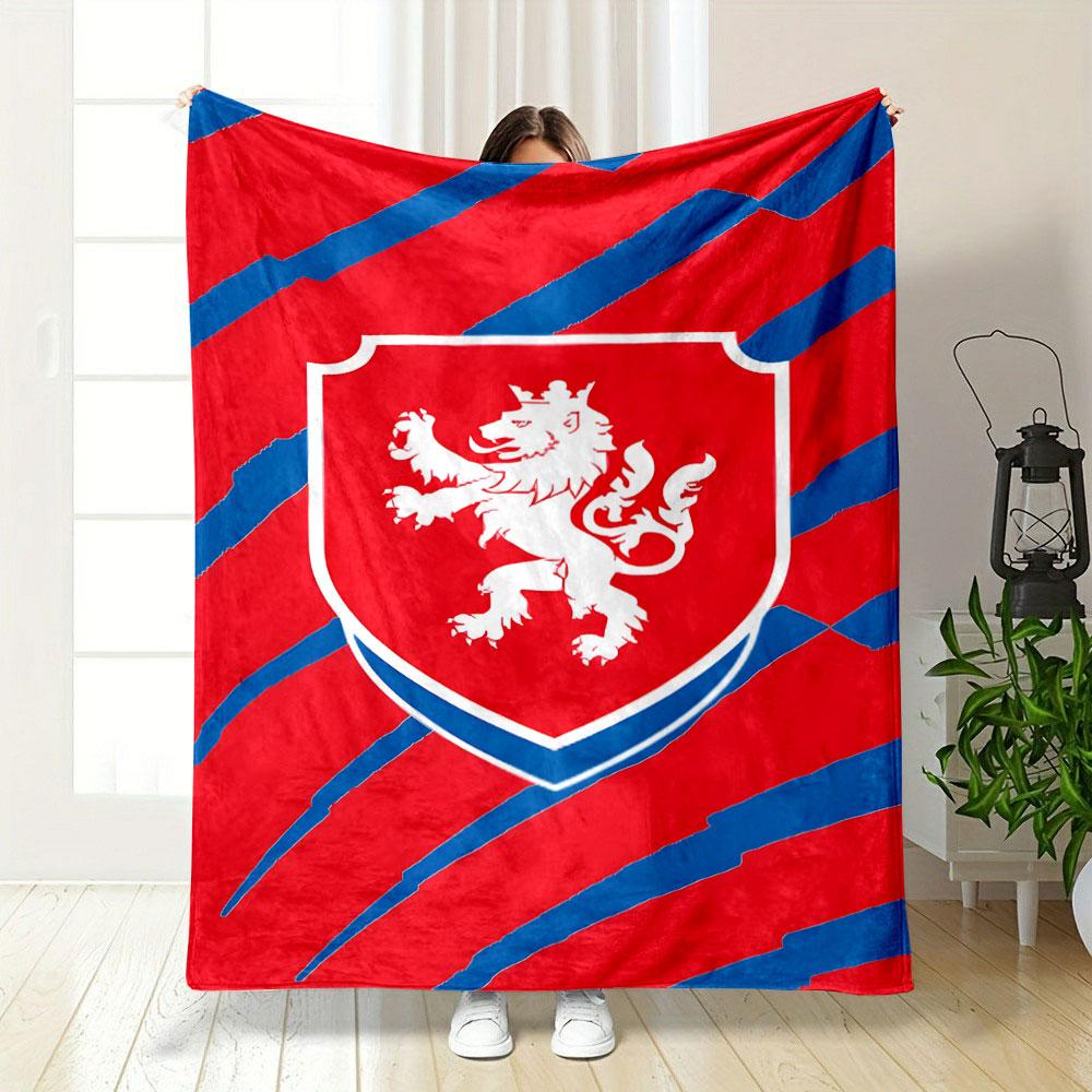 Red Lion Crest on Bold Stripes print blanket soft and cozy perfect for the living room bed sofa or a nap,gift