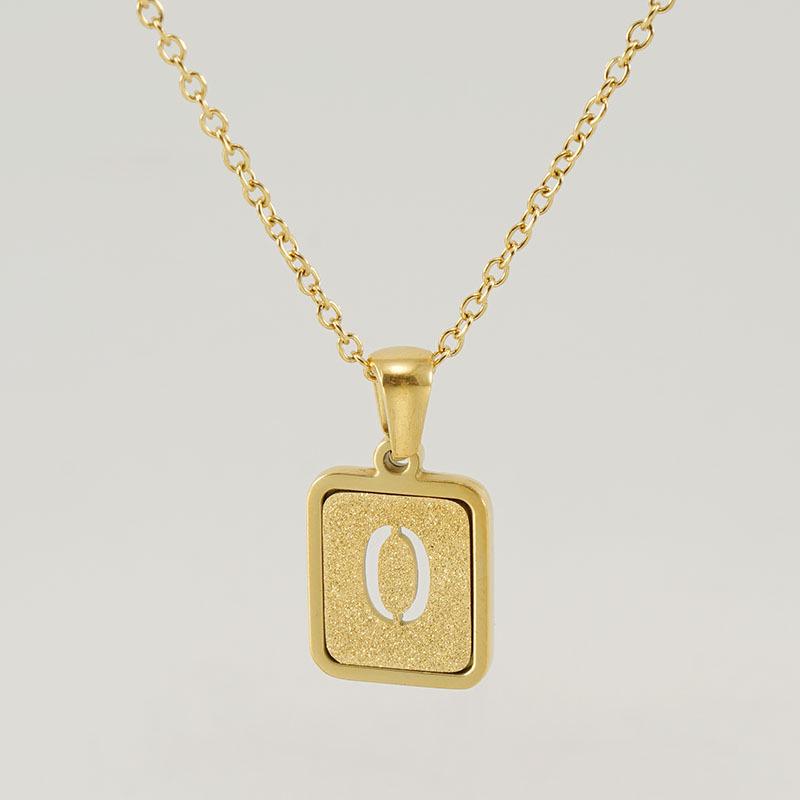 26-Letter Gold Sand Pendant Necklace for Women: Summer Collection, European/American Style, Titanium Steel, and 18K Stainless Steel Clavicle Chain.