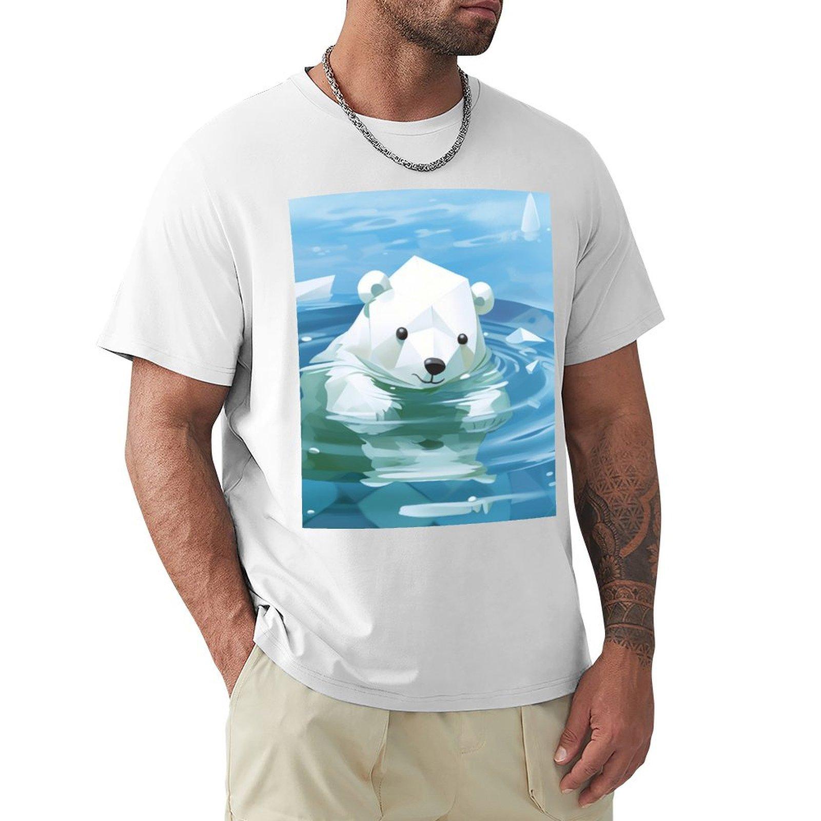 Polar Bear Swimming Cheerfully TShirt oversizeds Funny tshirts tees cheap stuff big and tall t shirts for men S