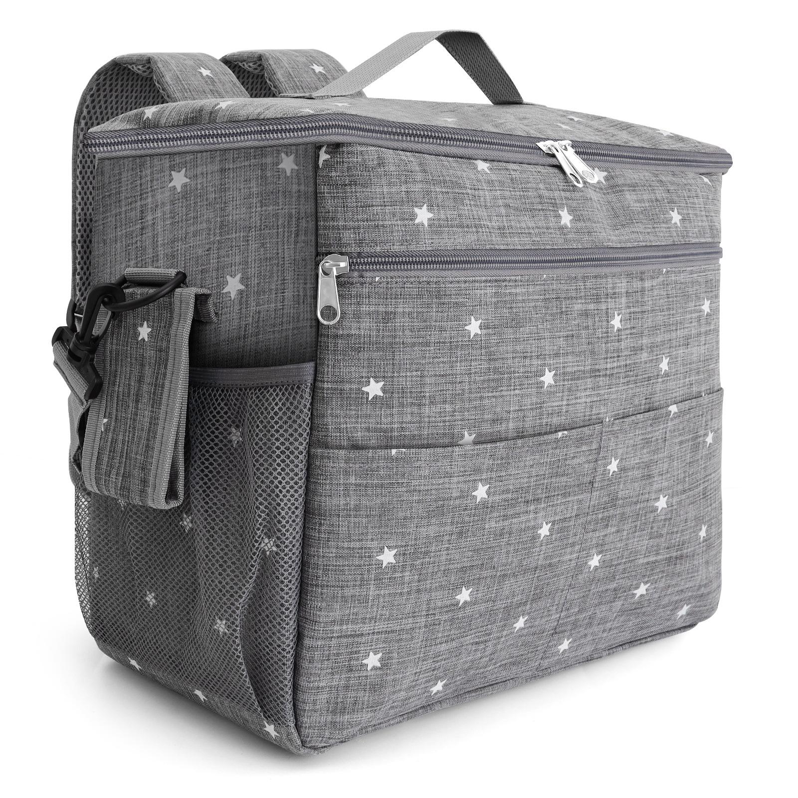 Multi-Functional Mummy Backpack, Large Capacity Diaper Bag With Stroller Hanging Straps For Baby Travel серый