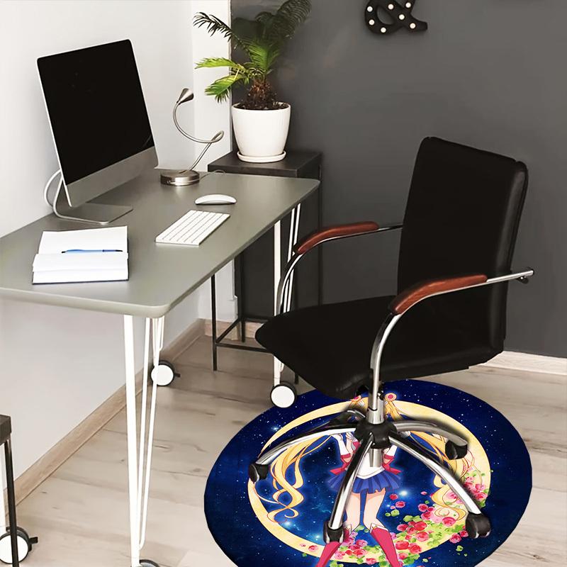1pc Sailor Moon Round carpet, Made of Polyester,Perfect for Decorating Office Chairs, Living Rooms,fplt053