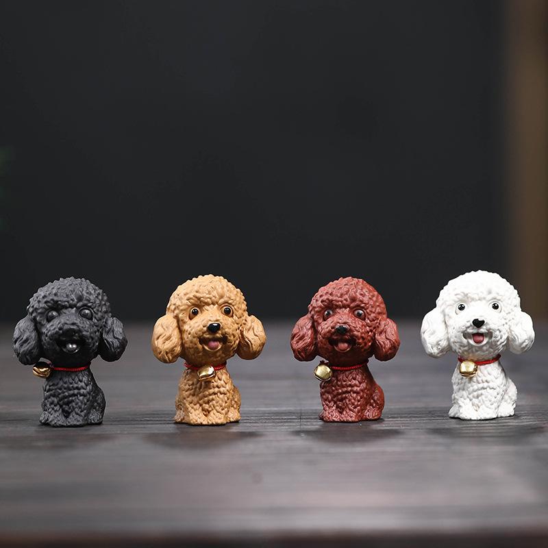 Purple Sand Puppy Tea Pet Boutique Cute Lucky Teddy Zodiac Dog Wangcai Tea Table Ornament Tea Set Accessories