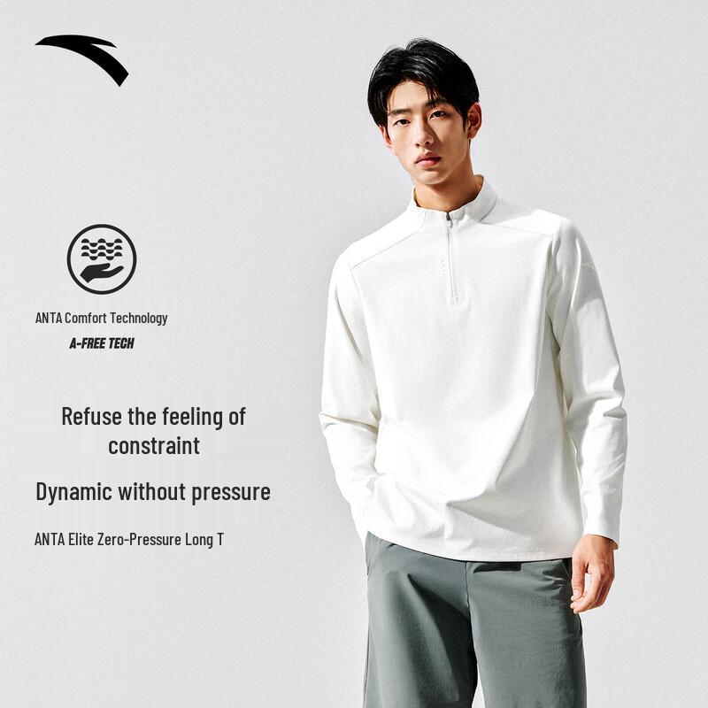Anta Men's Zero-Pressure Half-Zip Long Sleeve Knit Top