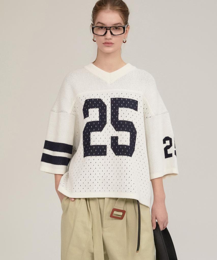 NOHANT 25 Jacquard Short Sleeve Knit Ivory
