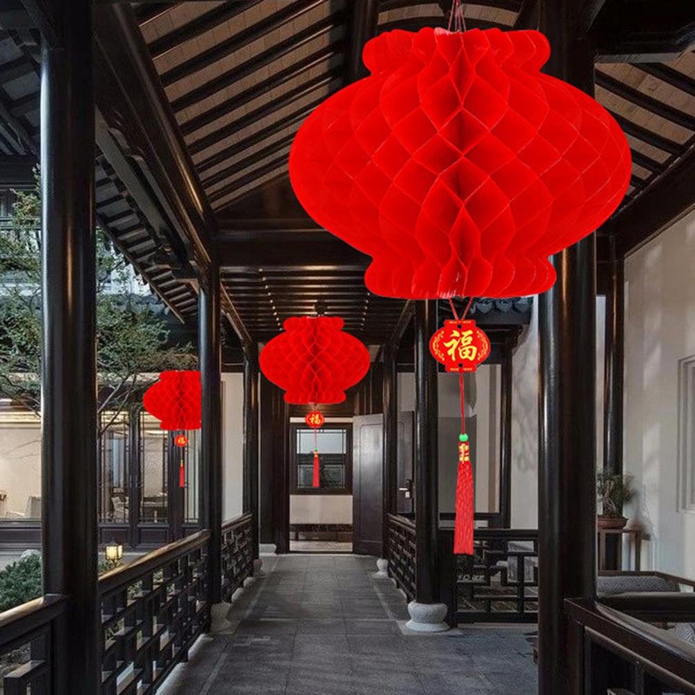 10pcs Traditional Chinese Red Paper Lantern Festival Decorations Celebration Supplies 16-45cm Assorted Sizes for Spring Festival