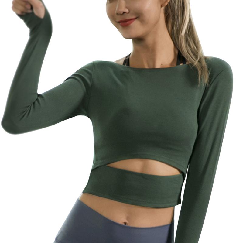 LASPERAL Womens Yoga Gym Crop Top Cross Wrap Workout Athletic Long Sleeve  Shirt купить недорого — выгодные цены, бесплатная доставка, реальные отзывы  с фото — Joom