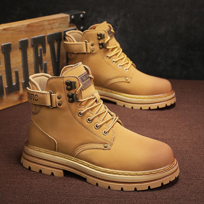 Men's Waterproof High-Top Leather Martin Boots, 2024 New Style Spring & Autumn Shoes for Men and Boys, Unisex Design.