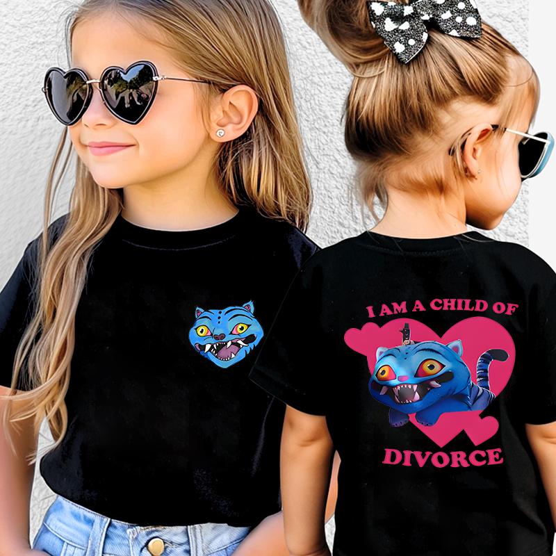 

Fashionable children s T-shirts, girls and boys clothing, demon hunter tiger pattern tops, Harajuku children s clothing, short sleeved T-shirts 150