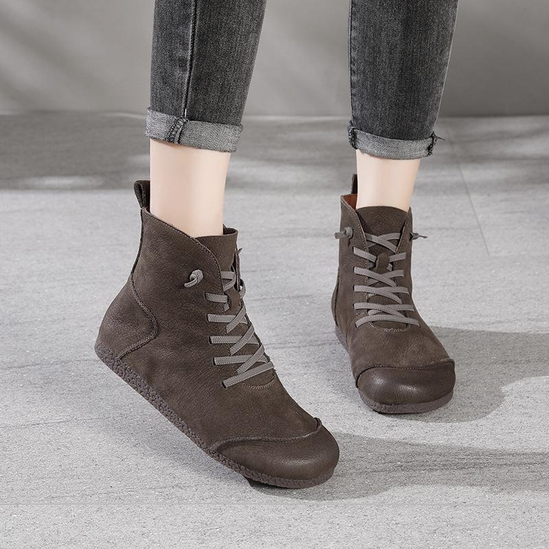 Spring and summer new retro leather high-top cool boots round head hollow single shoes fashion