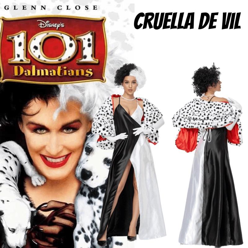 Auf Lager 101 Dalmatiner Cosplay Kostüm Cruella De Vil Bösewicht Charakter Hohe Qualität