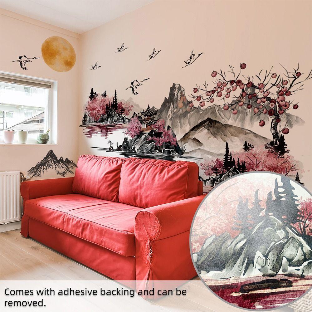 Big Size Landscape Painting Sticker Chinese Style Wallpaper  For Home Decoration