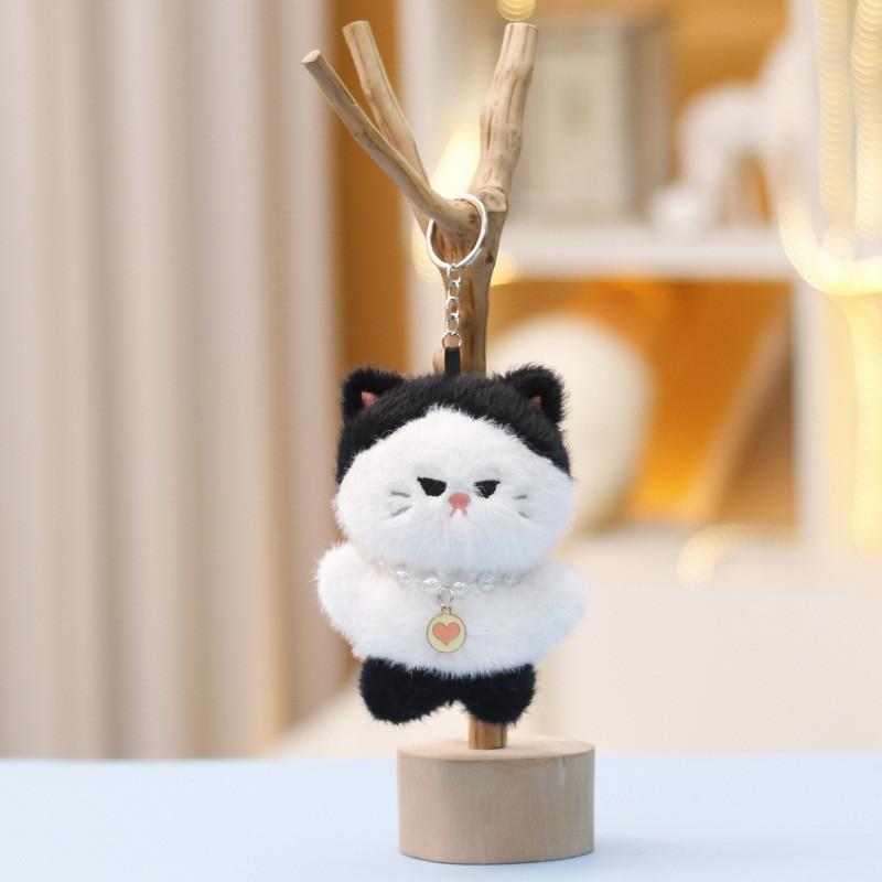Toy Plush Cat Keychain Pendant With Pp Cotton Filling For Kids Gift Bag Decor