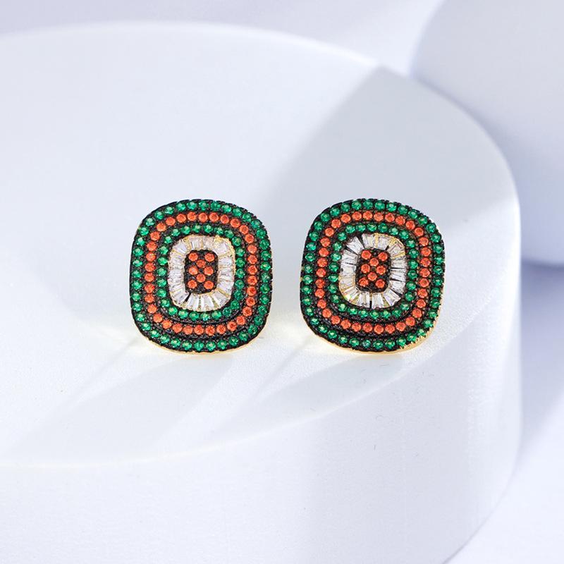 Needle French Light Luxury Temperament Retro Earrings Color Spinel Zircon Creative Earrings Stud Earrings
