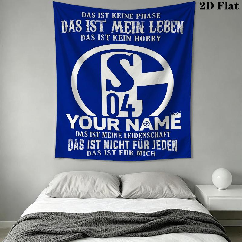Custom Name FC Schalke 04 Wall Tapestry Aesthetic Wall Hanging Printed Fabric Blanket Decorative Tapestries for Bedroom Living Room Home Decor