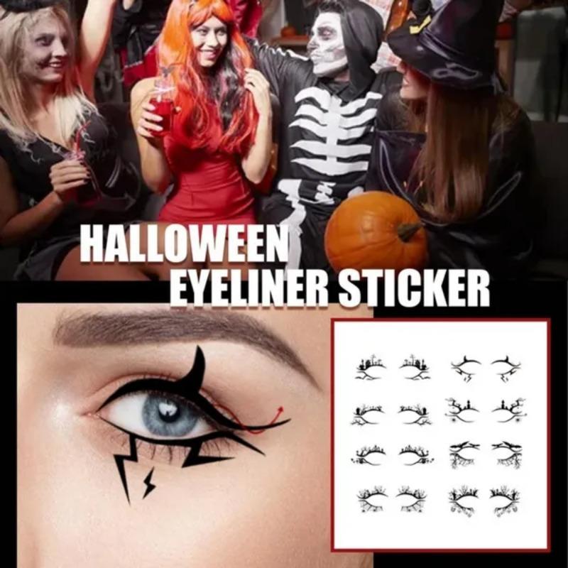 4/8 ζεύγη Αυτοκόλλητα Τατουάζ Ματιών Halloween Eyeliner Δαντέλες Προσώπου Αυτοκόλλητο Μακιγιάζ Αράχνη Ιστός Αράχνης Νυχτερίδα Φεστιβάλ Μακιγιάζ Σχέδιο Διακοσμήσεις