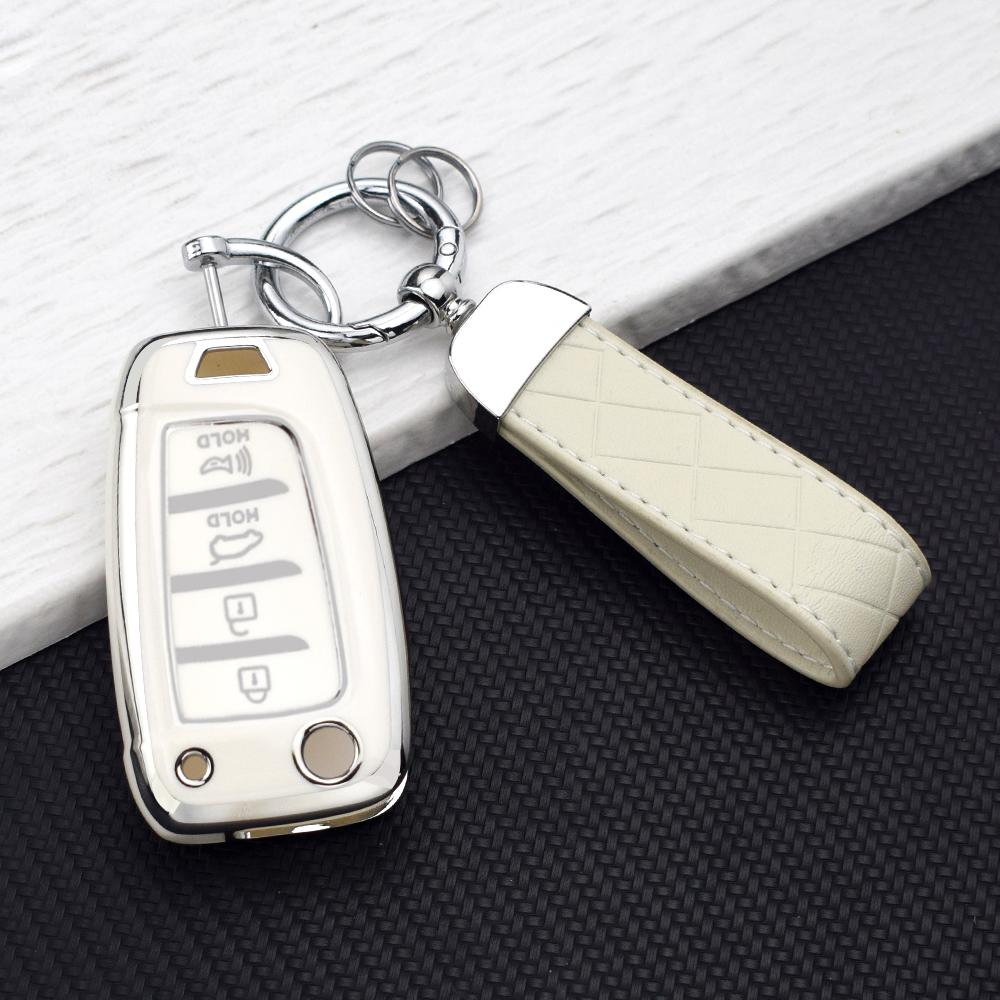3/4 Button TPU Car Flip Key Case Cover Fob for Hyundai Elantra Tucson KONA I30 Santa Fe Solaris Genesis Azera I40 I35 Key Chains