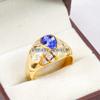 Tanzanite Oval Cut With 925 Sterling Silver Gold Plated Ring For Men's #B681 JL375688167711