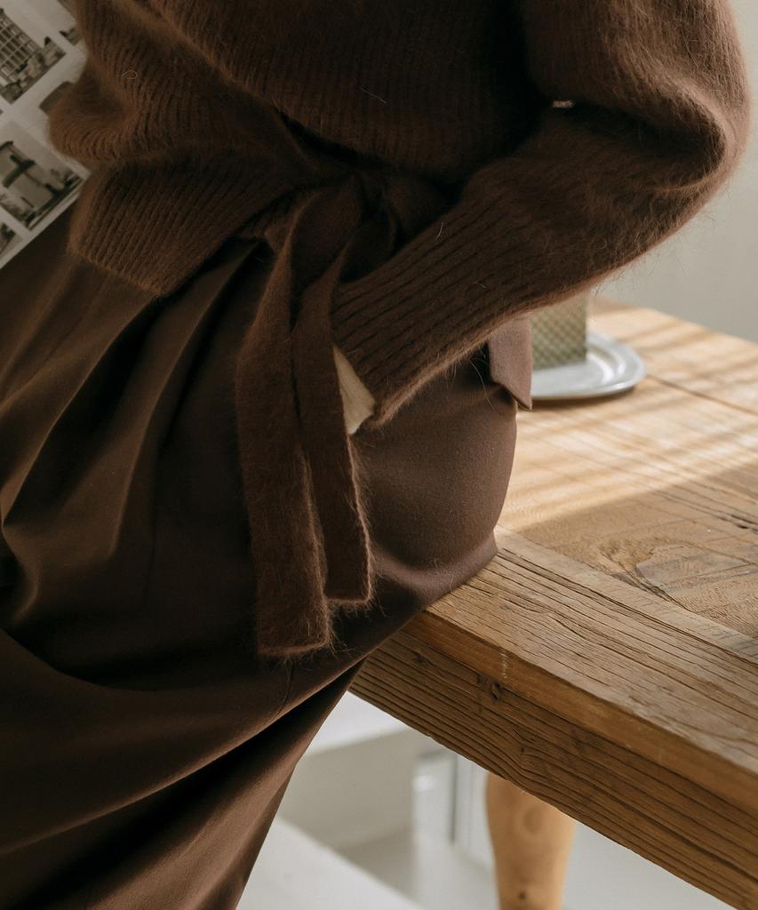 Meibeoyu Flat Pintuck Slacks _ Brown