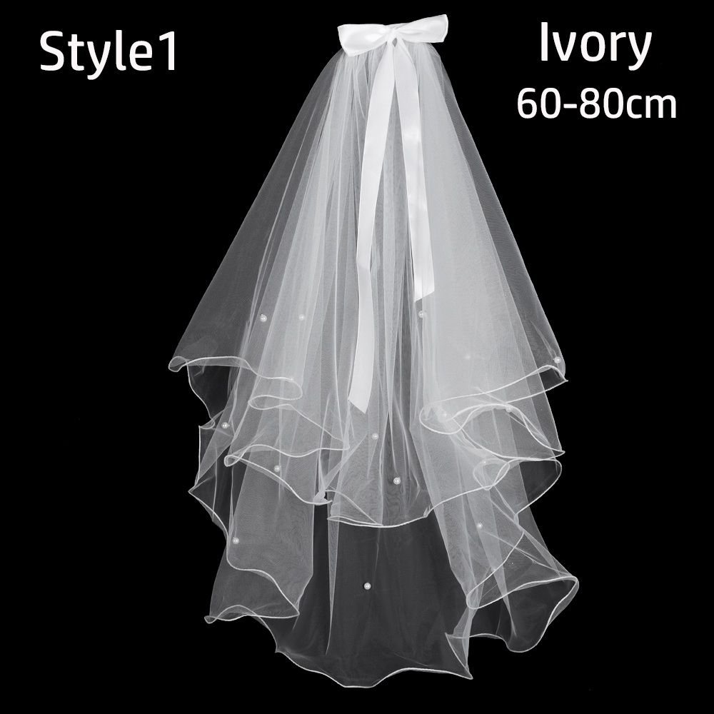 Elegant Two Layer Short Simple Photo Veil With Comb Bridal Veil Wedding Veil Women's Tulle