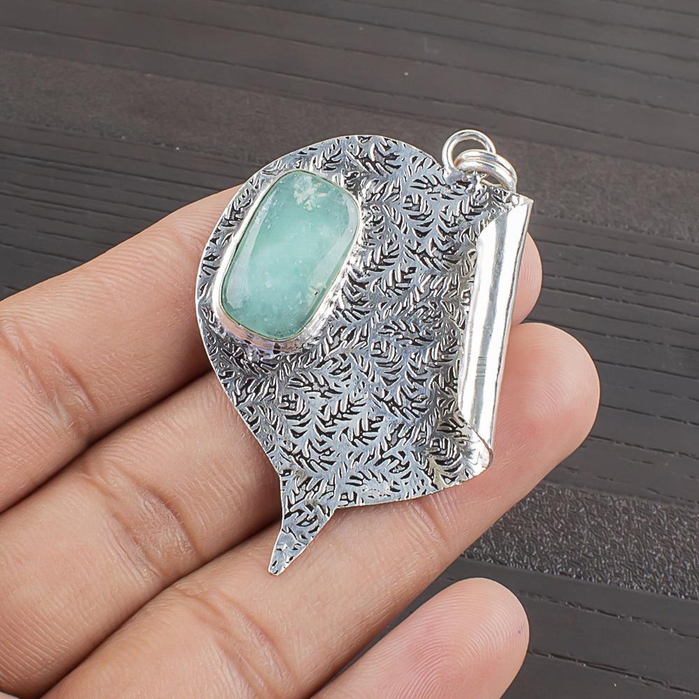 

Natural Amazonite Gemstone 925 Sterling Silver Jewelry Designer Pendant 2.09 AJP-2414