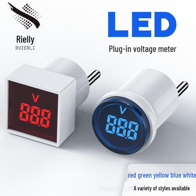 

European Standard AC Voltage Meter Plug with Indicator Light, 220V/230V Round Blue