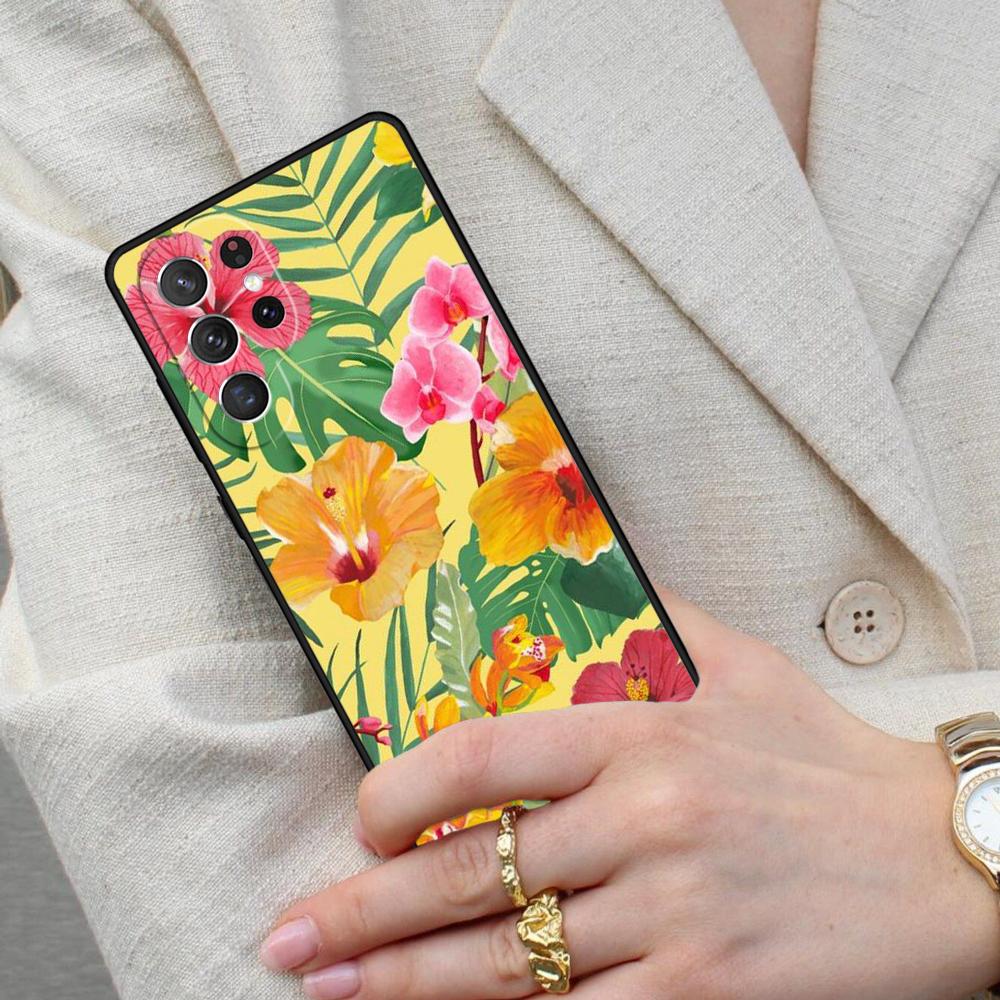 Tropical Paradise Hawaiian Flower SOFT Cell Phone Case for Samsung Galaxy S26 Ultra S25 S24 S23 S22 S21 S20 Note10 Cover