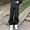 Mens Black Stretch Denim Jeans Straight Fit Zip Fly Slimming Casual Trousers Youth Streetwear