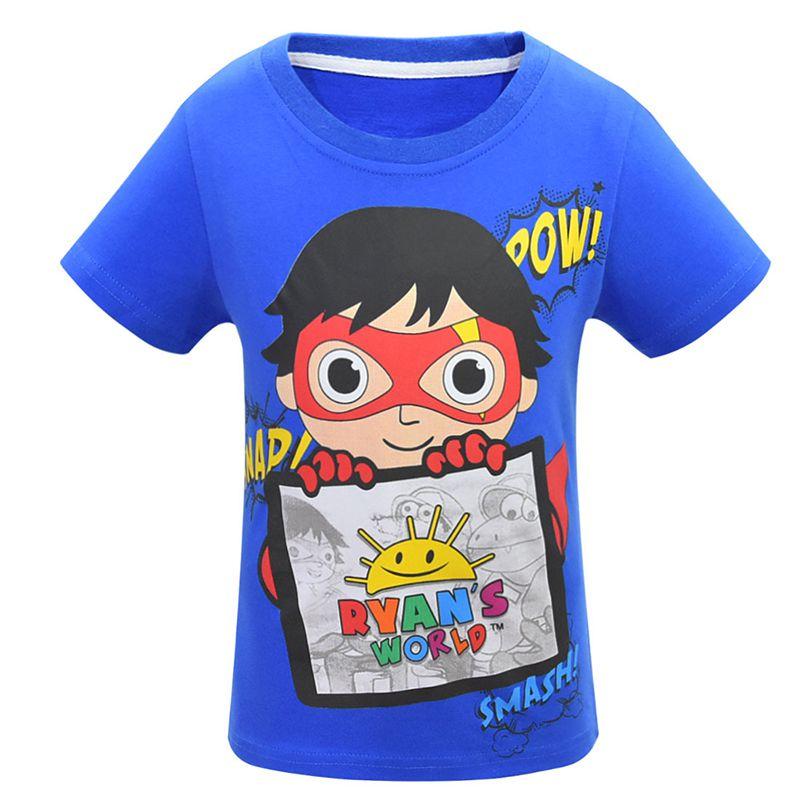 Trendy Ryan Toys Review Cartoons Print T-shirt Soft Cotton Blend Short Sleeve Tops