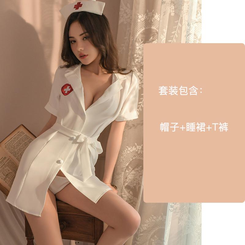 Sexy nurse outfit lingerie deep V seduction hot cosplay bed uniform suit female 8180