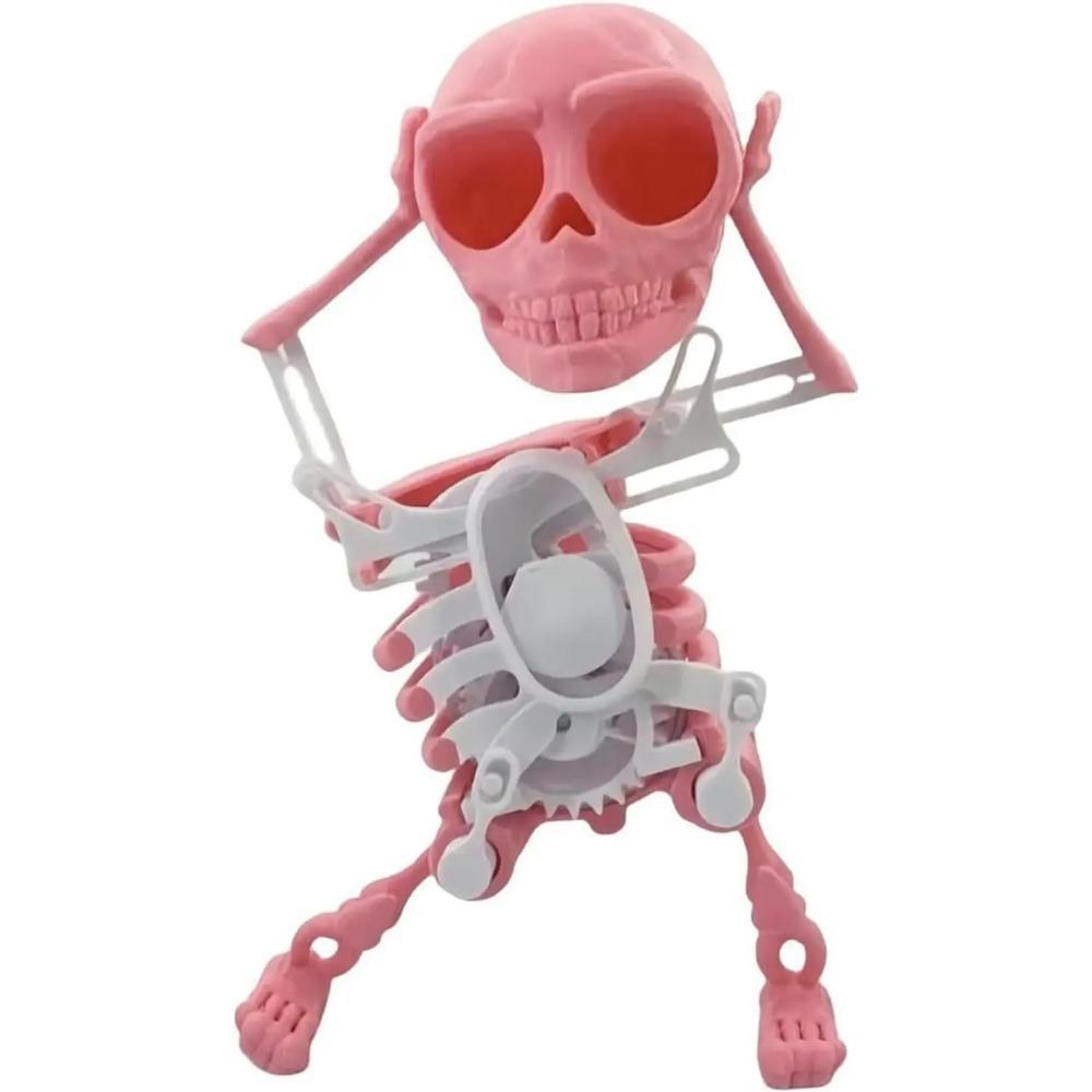 Giocattolo Scheletro Danzante a Carica Bambini Piccoli Mini da Scrivania Stampa 3D Bambola Teschio Oscillante Giocattolo a Molla Regalo di Compleanno Divertente
