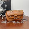 Chain Small Square Bag with Retro Motorcycle Style Rivets for Commuter Use, Single Shoulder Crossbody Bag