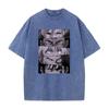 Anime Jujutsu Kaisen Gojo Satoru Itadori Yuji Fushiguro Megumi Print Washed T-shirt Men Women Washed Cotton Tshirts Harajuku Tee