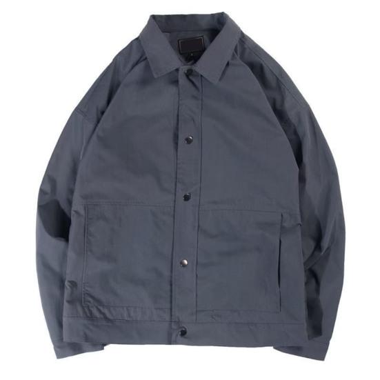 Autumn Winter Men Cargo Coat Solid Color Turndown Collar Windproof Korean Style Relaxed Fit Jacket for Working