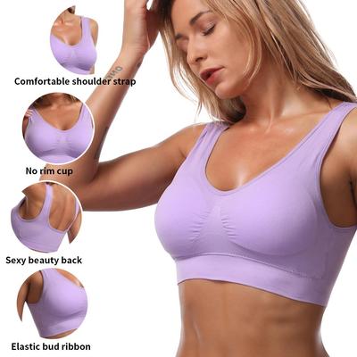 Queenral Plus Size Bras for Women Seamless Bra with Pads Push Up Brassiere Vest Wireless