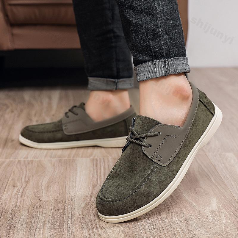 Fashion Men Flat Loafers 2025 Frosted Suede Flat Shoes Comfortable Non Slip Fashion Loafers Vintage Trendy Outdoor Business Casual Shoes