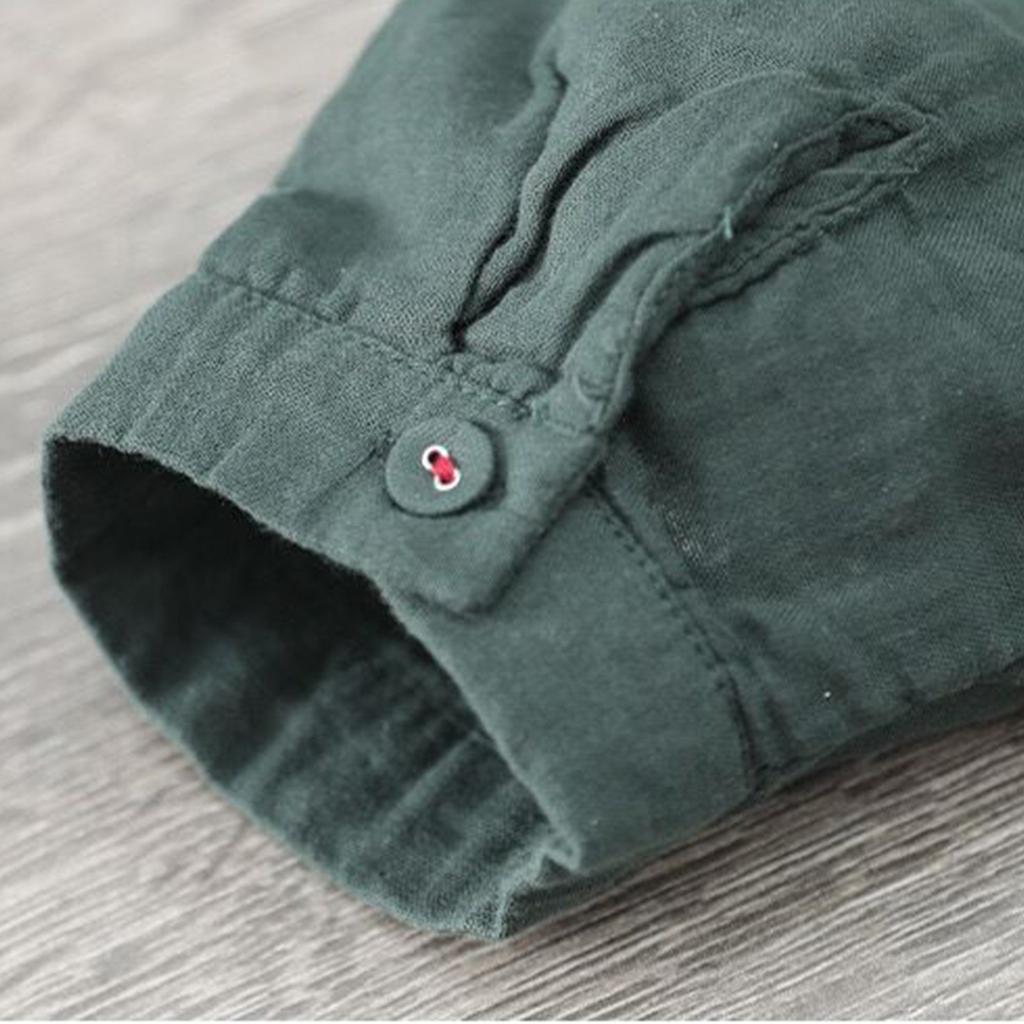 Kvinnor Vår Plus Size Litteratur Retro Bomull och Linne Topp Höst Lös Ledig Broderi Slagskjorta