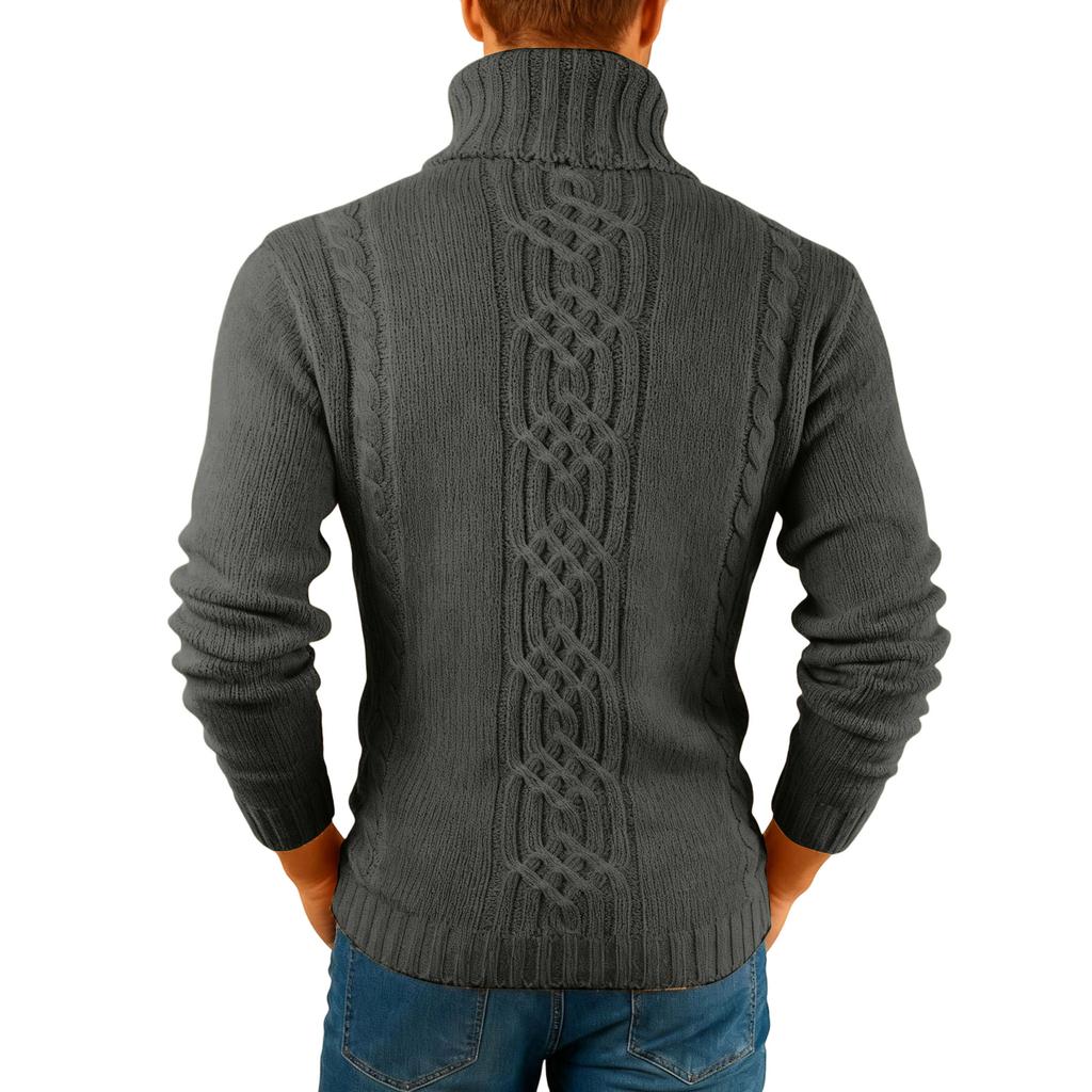 Men's  Fashion  Knitting  Pullover  Long Sleeves  Loose  Flip Collar  Sweater
