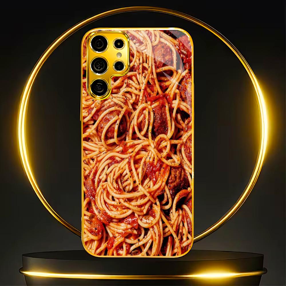 

New model Spaghetti Simplicity High-end Electroplating Glass PhoneCase for Samsung Galaxy S26 S25 S24 S23 S22 S21 FE,Ultra,Plus GalaxyS25