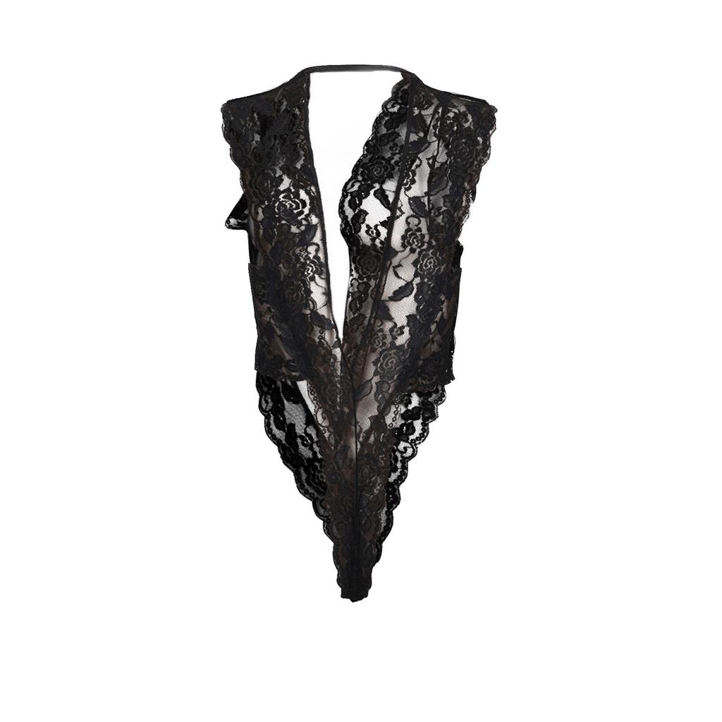 Fashion Women Sexy Lace V-neck  Racy Sleepwear Black  Lingerie