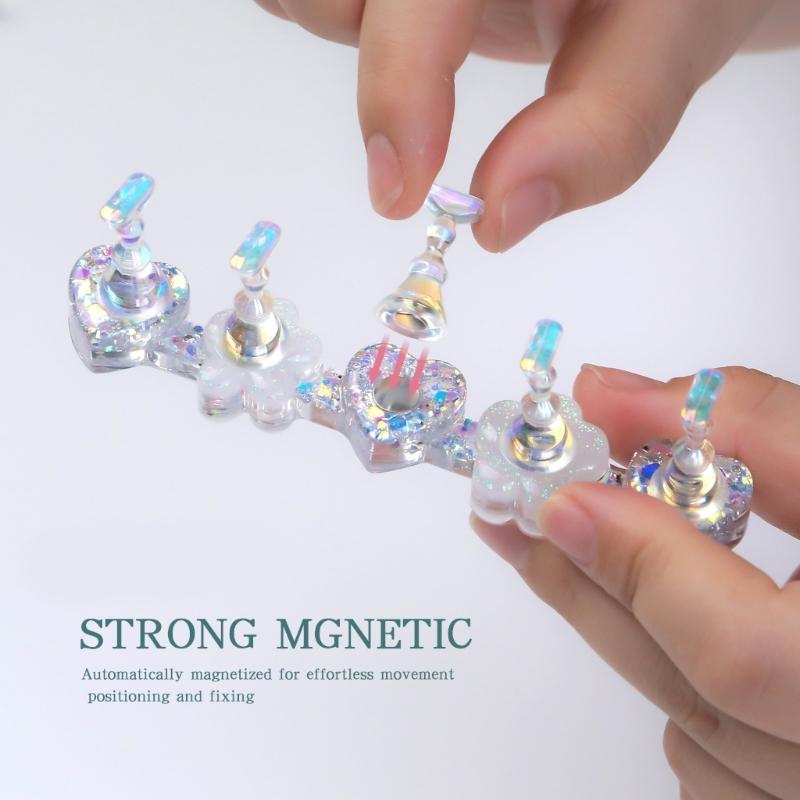 Resin Nail Art Practice Stands Magnetic Nail Tips Holders Training Fingernail Display Stands DIY Nail Crystal Holders